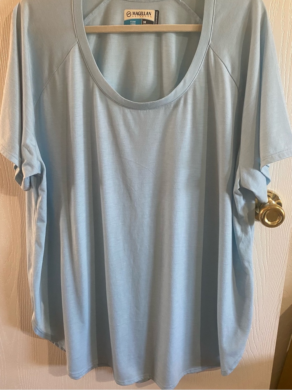 Magellan Outdoors Women's Light Blue Scoop Neck Top size 3xl